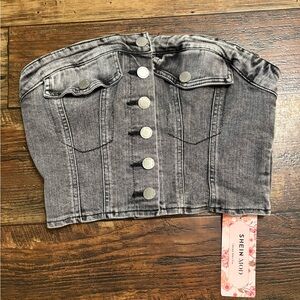 SHEIN Black and Gray Textured Top